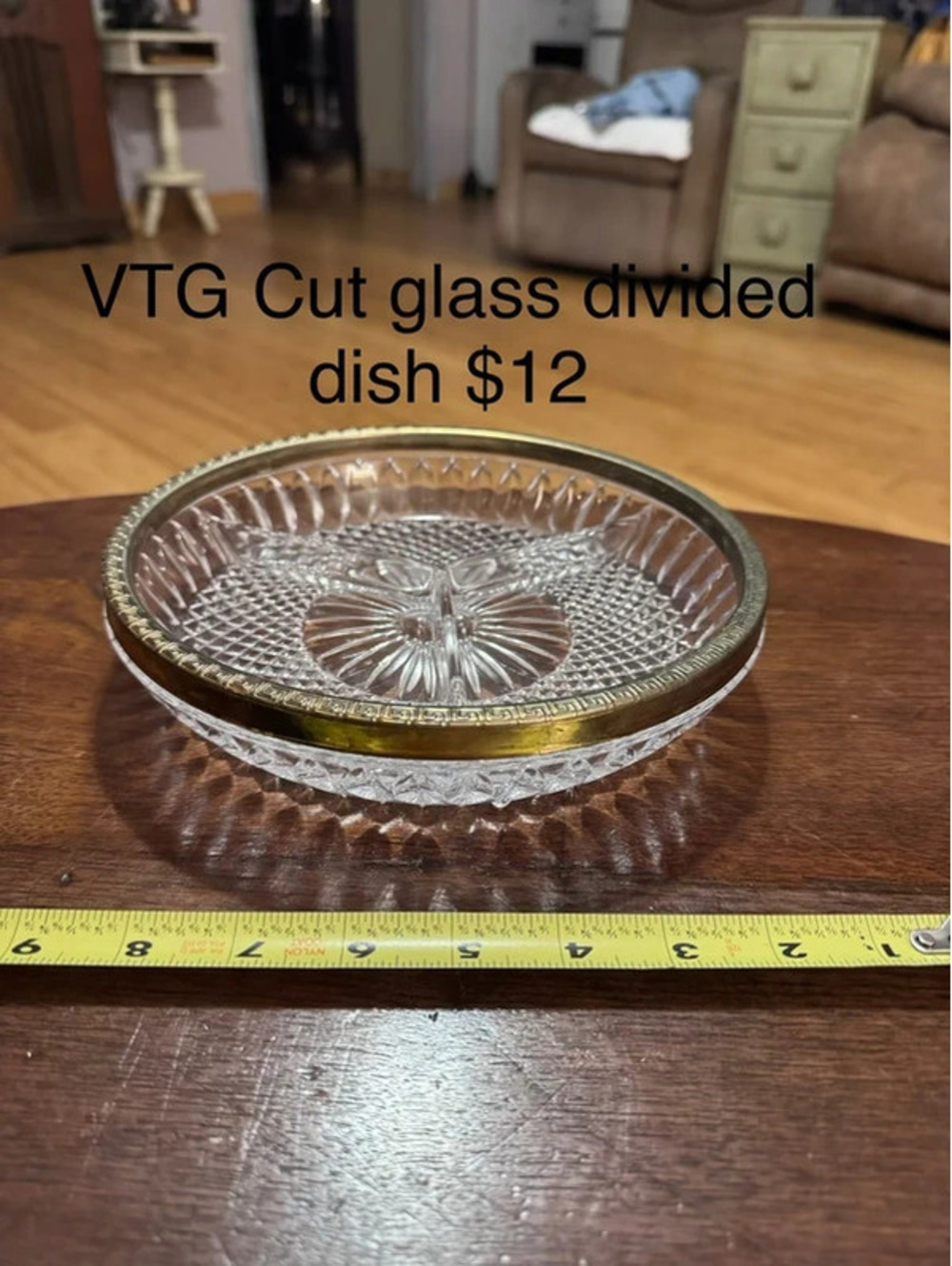 Vintage Cut glass divided dish